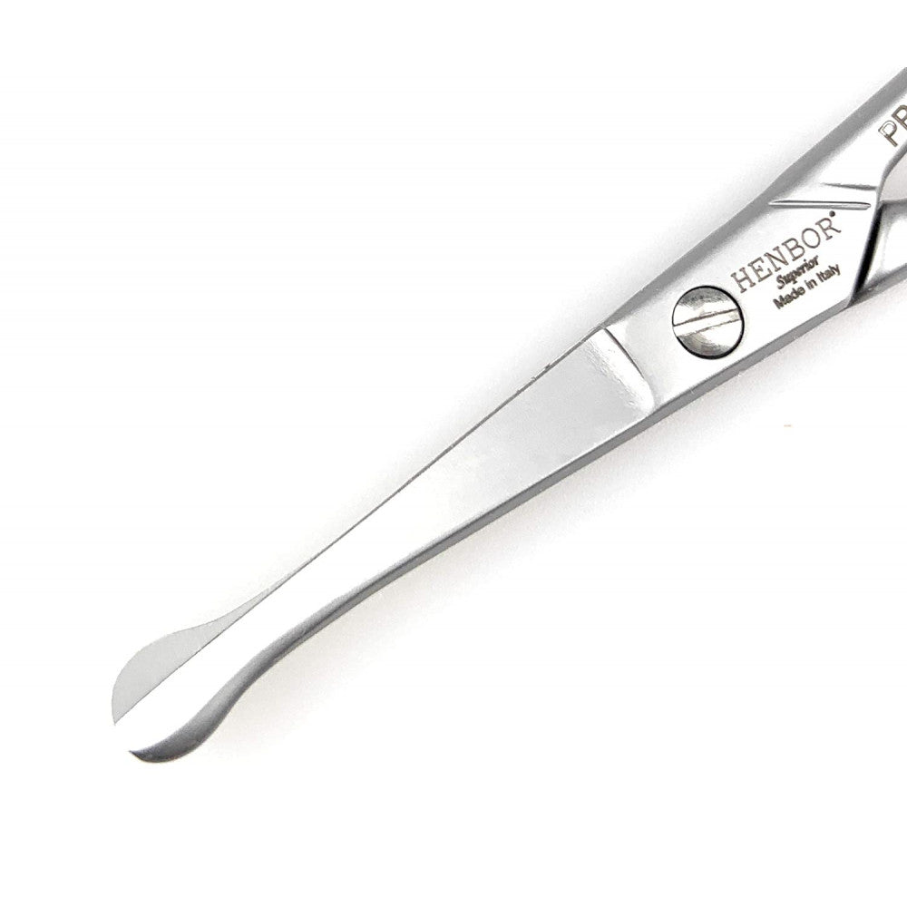 Henbor Professional Nose & Ear Scissors Premium Stainless Steel Rounded Tip Scissors for Eyebrow Nose Hair Mustache and Beard