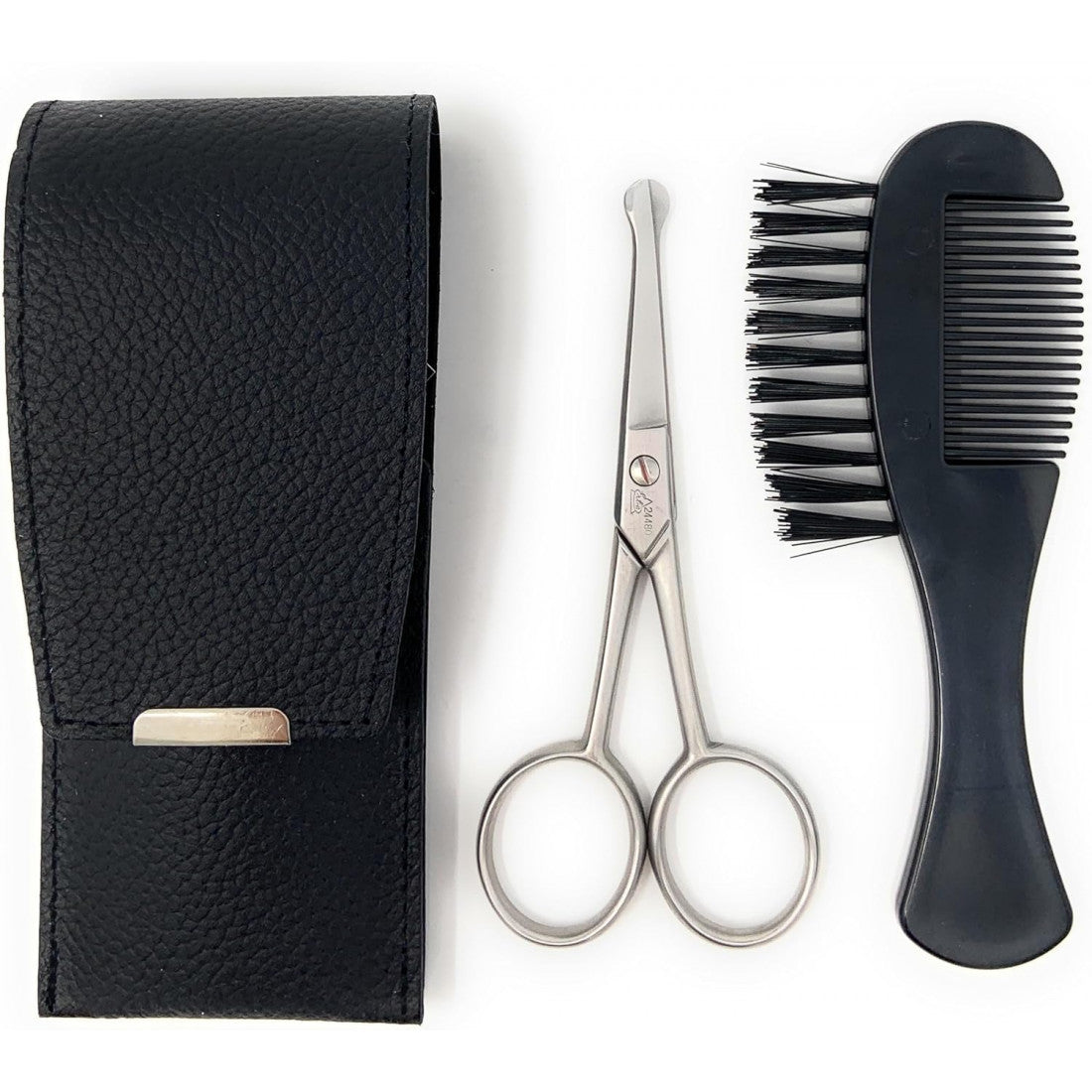 Erbe Professional Nose & Ear Scissors and comb set - Stainless Steel Rounded Tip Scissors for Eyebrow, Nose Hair, Mustache, and Beard Grooming Kit
