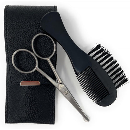 Erbe Professional Nose & Ear Scissors and comb set - Stainless Steel Rounded Tip Scissors for Eyebrow, Nose Hair, Mustache, and Beard Grooming Kit