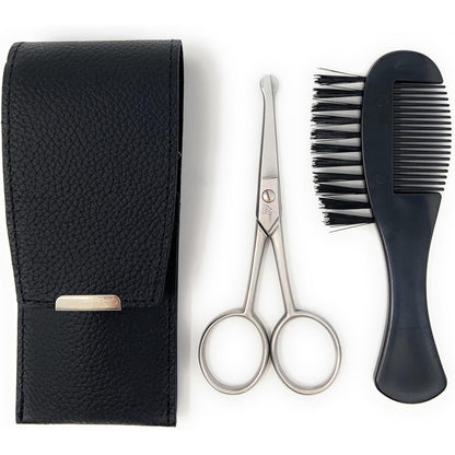 Erbe Professional Nose & Ear Scissors and comb set - Stainless Steel Rounded Tip Scissors for Eyebrow, Nose Hair, Mustache, and Beard Grooming Kit