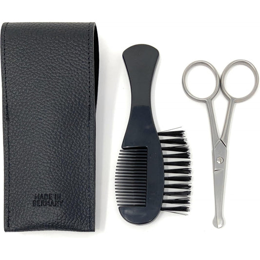 Erbe Professional Nose & Ear Scissors and comb set - Stainless Steel Rounded Tip Scissors for Eyebrow, Nose Hair, Mustache, and Beard Grooming Kit